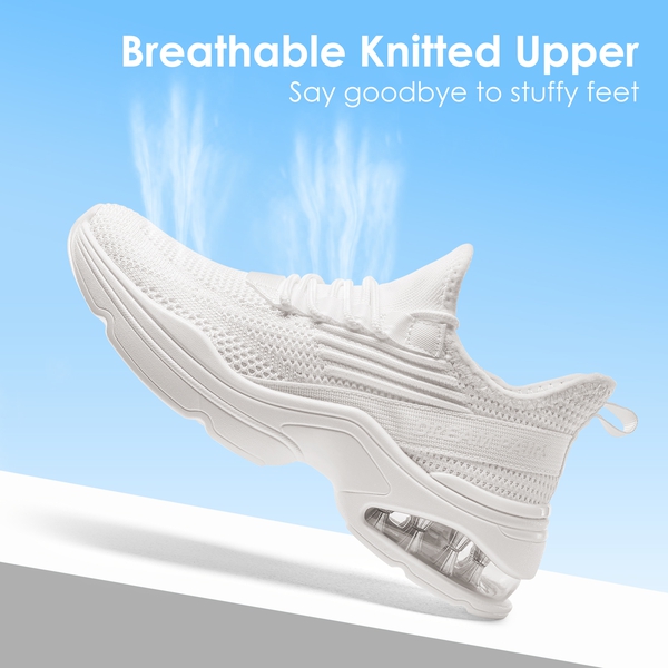 Breathable Knit Air Cushion Sneakers - WHITE - 2